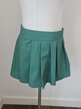 Sunday Best Emerald Green Pleated Mini Skirt